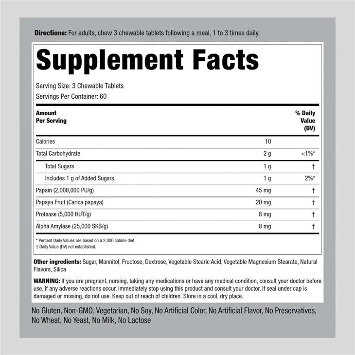 Papaya enzyme chewable tablets 3